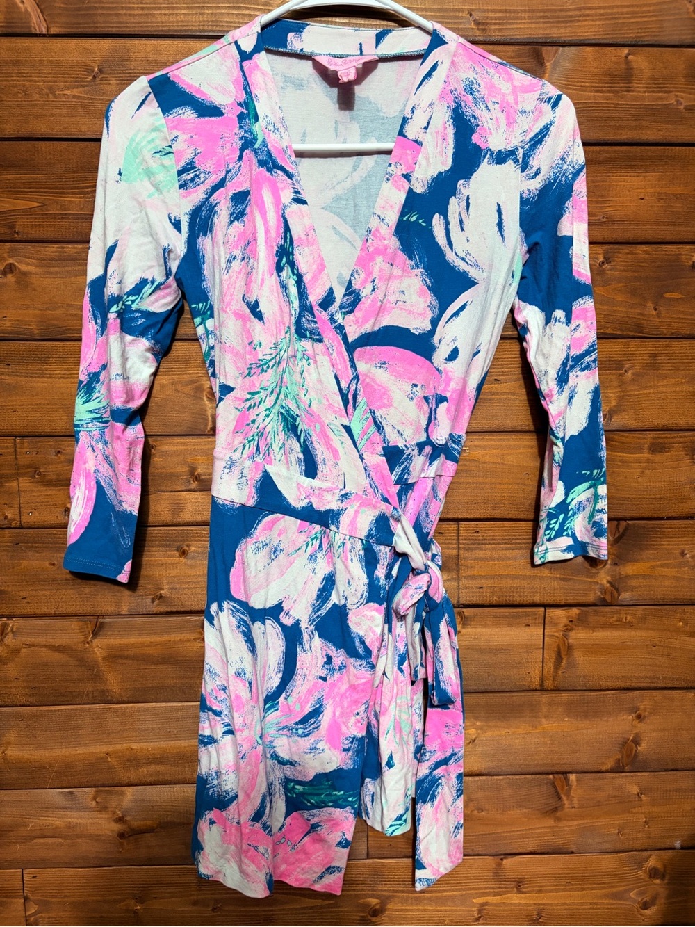 Lilly Pulitzer Karlie Wrap Romper in Tidal Wave Pans Garden
